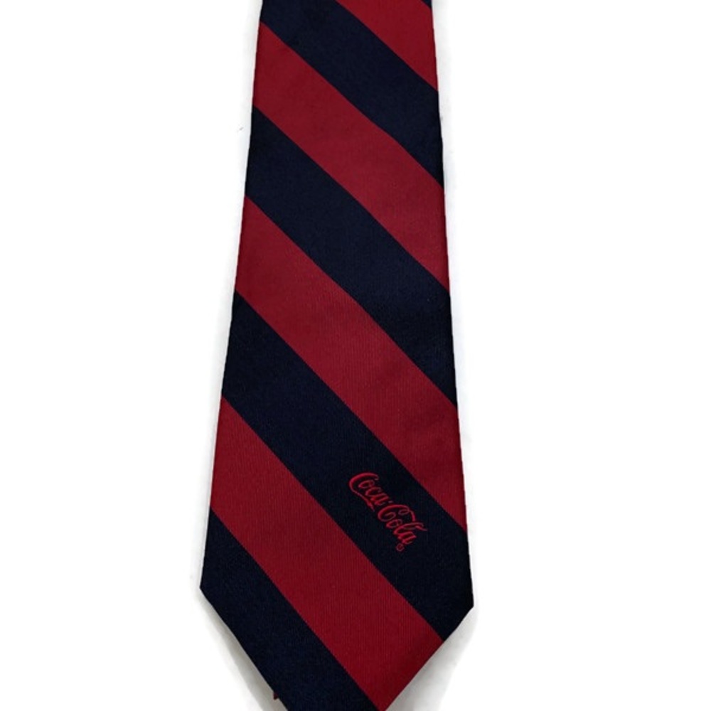 Vintage Coca-Cola Franco Fossi 100% Silk Navy and Red Stripe Made in USA